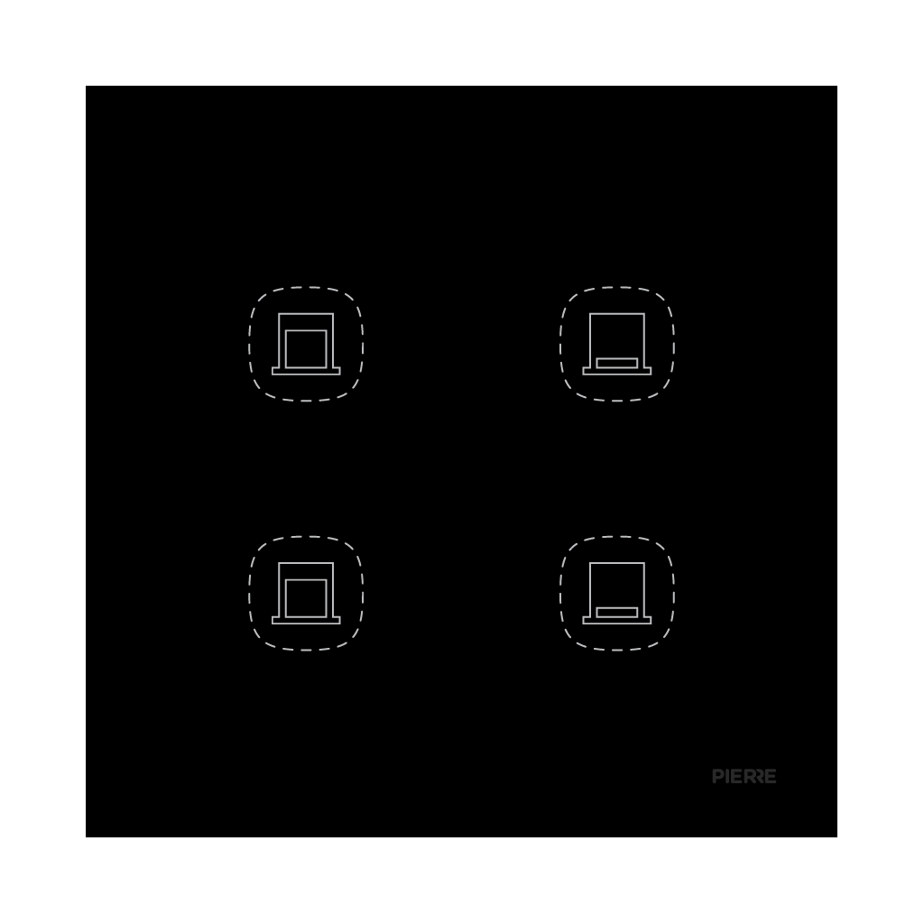 Flat Series 2 Gang Blind/Curtain Switch - Black (L+N)