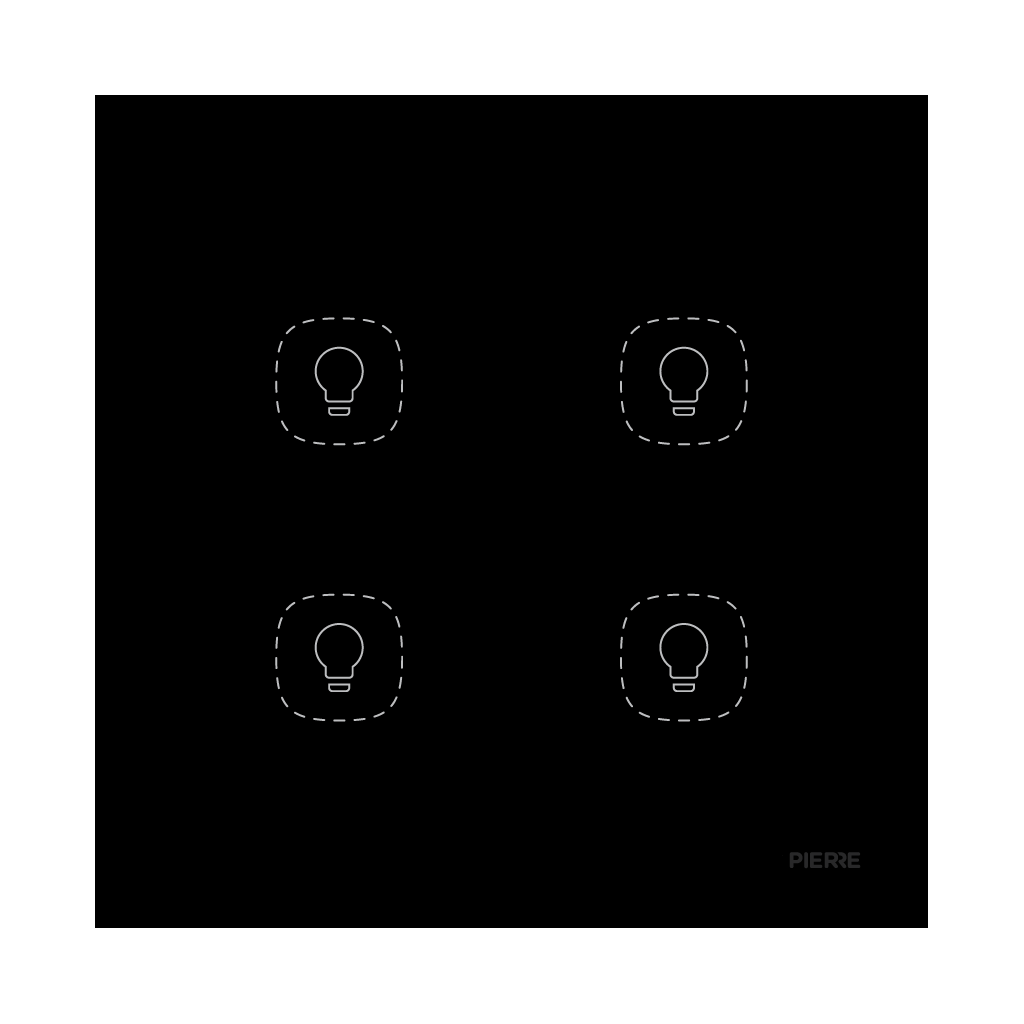 Flat Series 4 Gang Light Switch - Black (L+N)